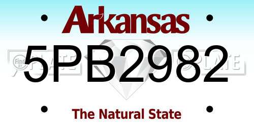 5PB2982 Arkansas License Plate