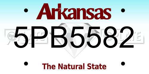 5PB5582 Arkansas License Plate
