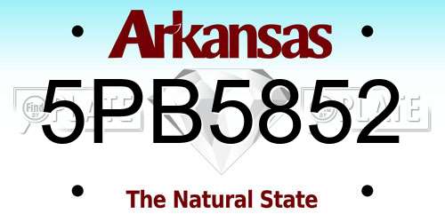 5PB5852 Arkansas License Plate