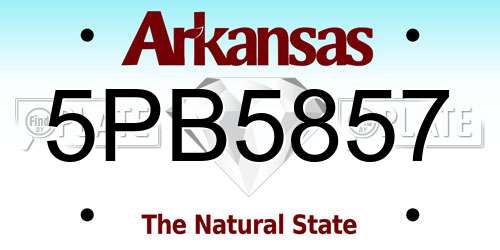 5PB5857 Arkansas License Plate