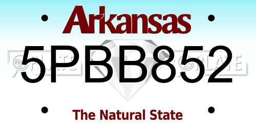5PBB852 Arkansas License Plate