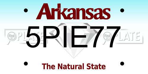 5PIE77 Arkansas License Plate
