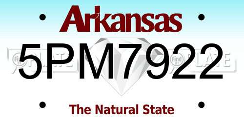 5PM7922 Arkansas License Plate