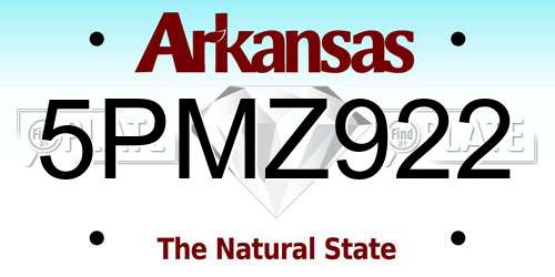 5PMZ922 Arkansas License Plate