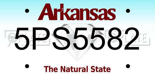5PS5582 Arkansas License Plate