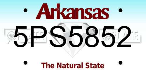 5PS5852 Arkansas License Plate