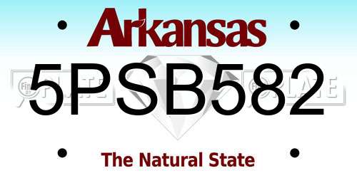5PSB582 Arkansas License Plate
