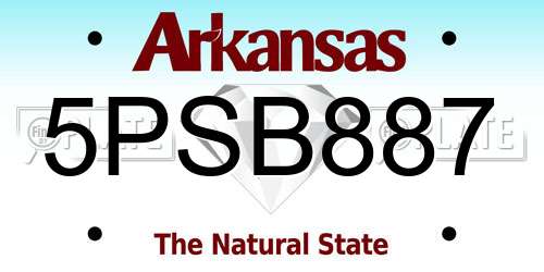 5PSB887 Arkansas License Plate