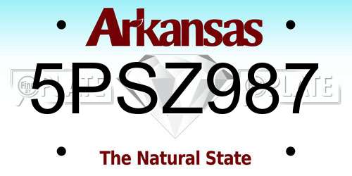 5PSZ987 Arkansas License Plate