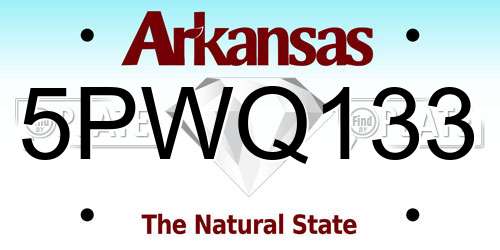 5PWQ133 Arkansas License Plate