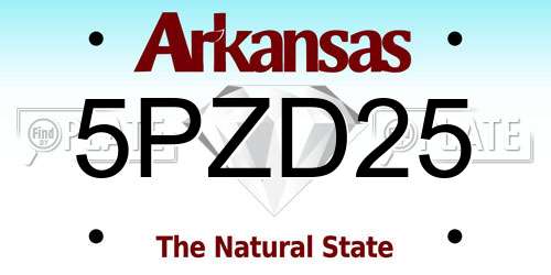 5PZD25 Arkansas License Plate