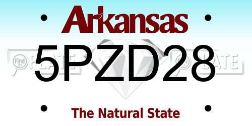 5PZD28 Arkansas License Plate