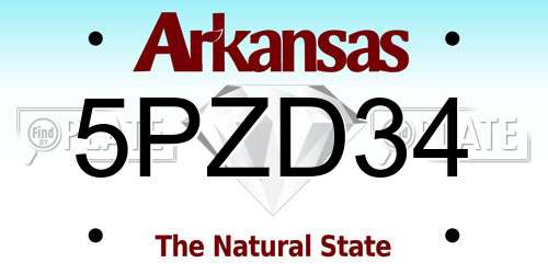 5PZD34 Arkansas License Plate