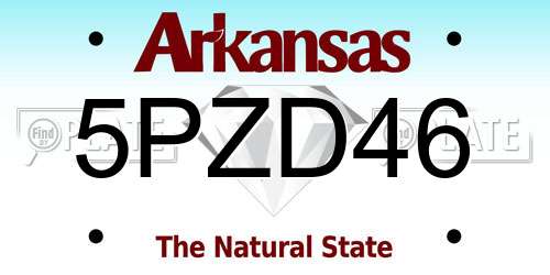 5PZD46 Arkansas License Plate