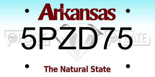 5PZD75 Arkansas License Plate