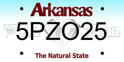 5PZO25 Arkansas License Plate