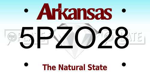 5PZO28 Arkansas License Plate