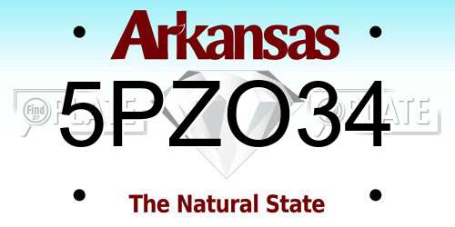 5PZO34 Arkansas License Plate