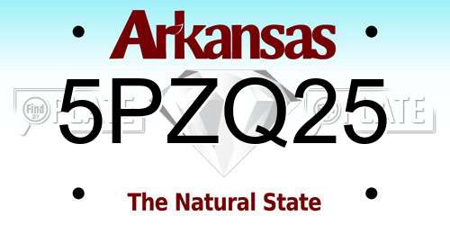 5PZQ25 Arkansas License Plate
