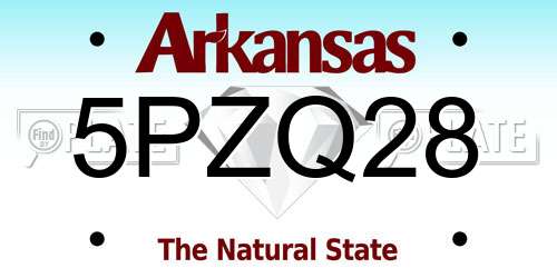 5PZQ28 Arkansas License Plate