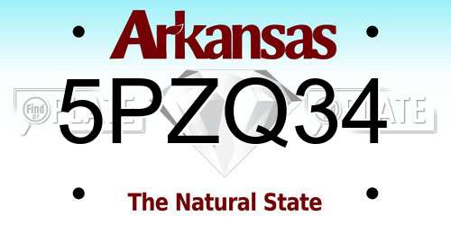 5PZQ34 Arkansas License Plate