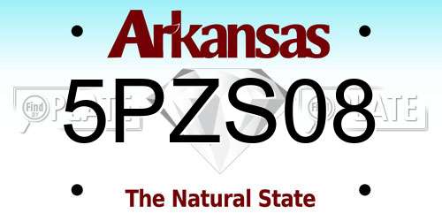 5PZS08 Arkansas License Plate