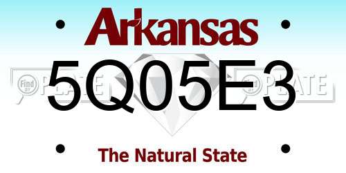 5Q05E3 Arkansas License Plate