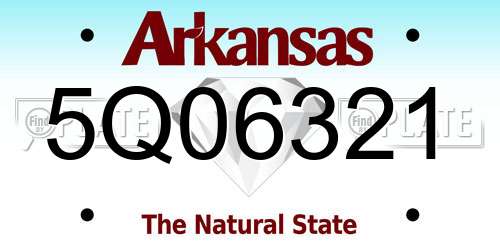 5Q06321 Arkansas License Plate