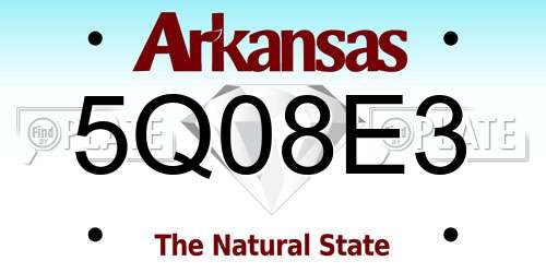 5Q08E3 Arkansas License Plate