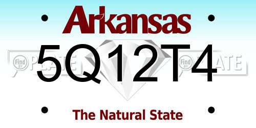 5Q12T4 Arkansas License Plate