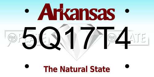 5Q17T4 Arkansas License Plate