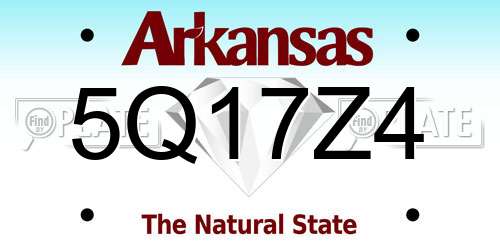 5Q17Z4 Arkansas License Plate