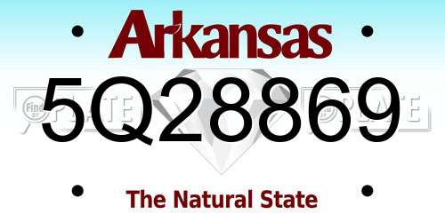 5Q28869 Arkansas License Plate