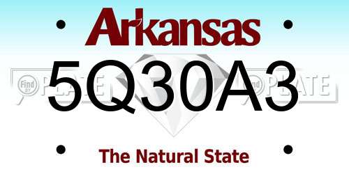 5Q30A3 Arkansas License Plate