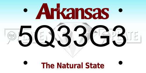 5Q33G3 Arkansas License Plate