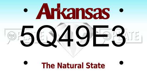 5Q49E3 Arkansas License Plate