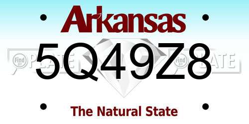 5Q49Z8 Arkansas License Plate