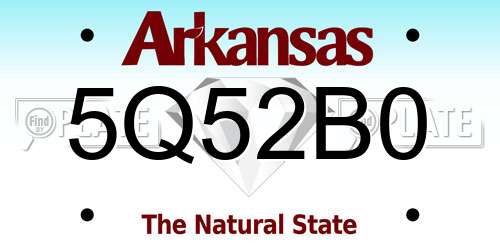 5Q52B0 Arkansas License Plate
