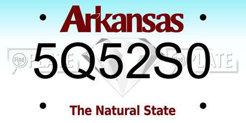 5Q52S0 Arkansas License Plate