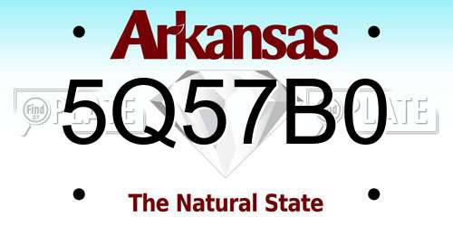 5Q57B0 Arkansas License Plate