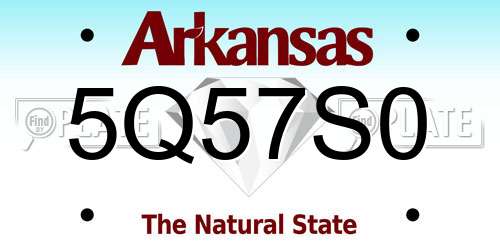 5Q57S0 Arkansas License Plate