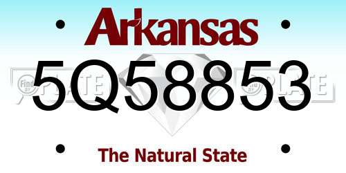 5Q58853 Arkansas License Plate