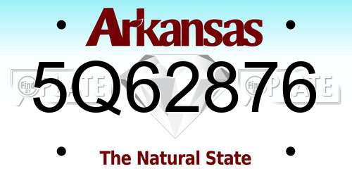 5Q62876 Arkansas License Plate