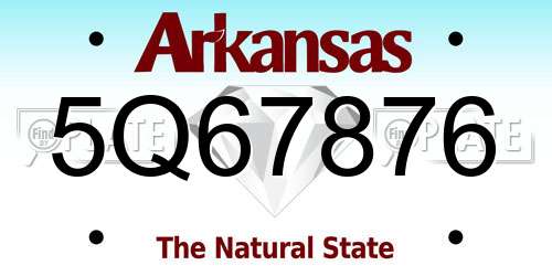 5Q67876 Arkansas License Plate