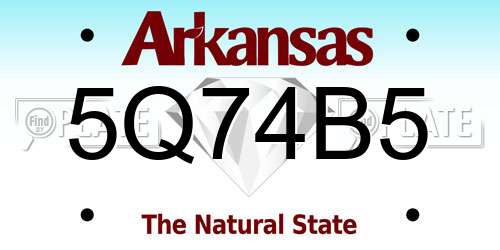 5Q74B5 Arkansas License Plate