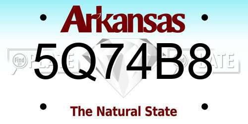 5Q74B8 Arkansas License Plate