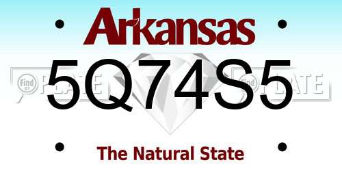 5Q74S5 Arkansas License Plate