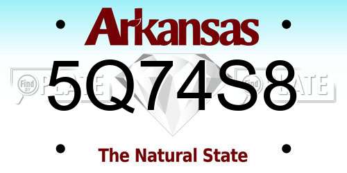 5Q74S8 Arkansas License Plate
