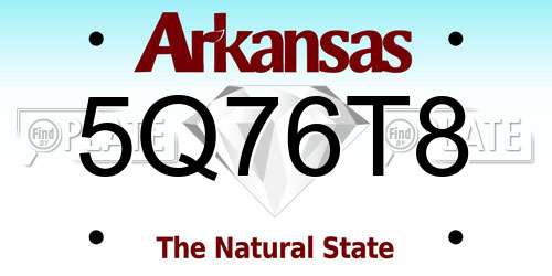 5Q76T8 Arkansas License Plate