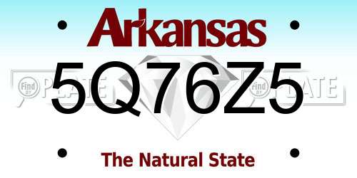 5Q76Z5 Arkansas License Plate